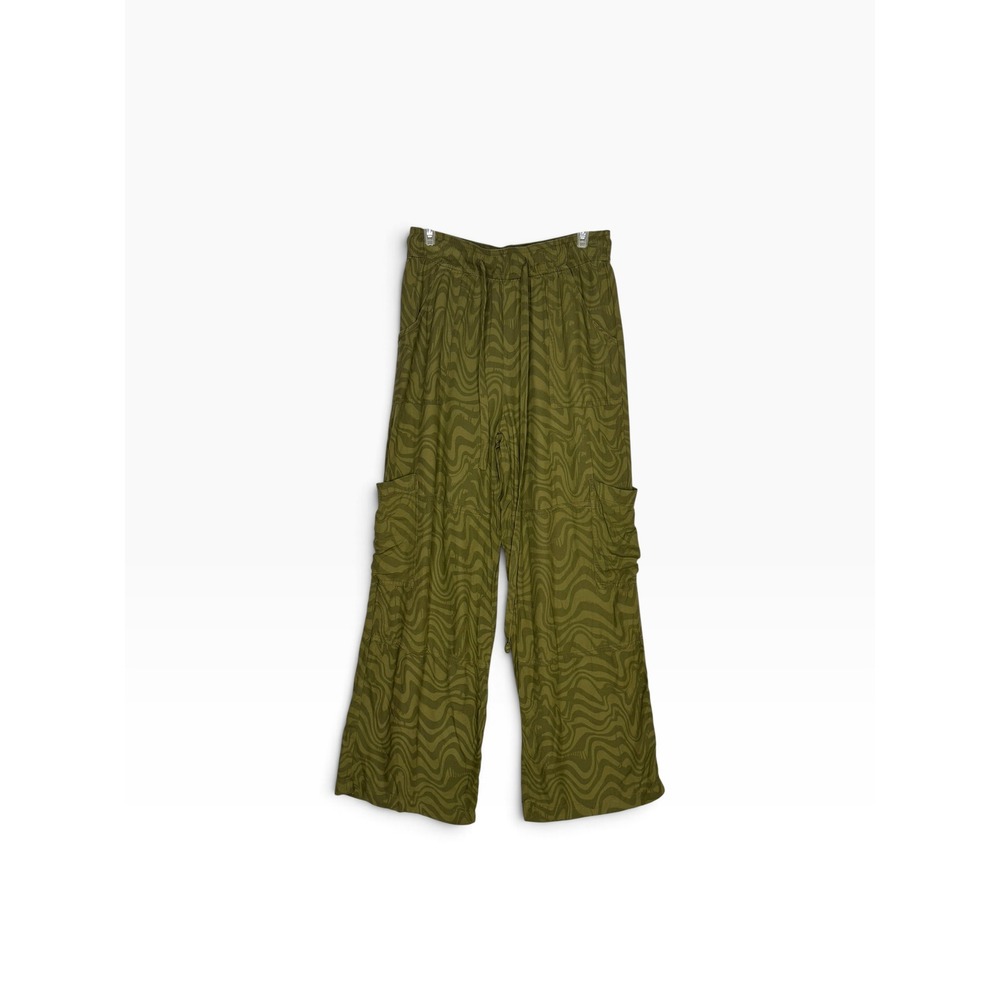 Urban Outfitters Olive Green Swirl Print Pull On Pants Wide Leg Cargo Streetwear
